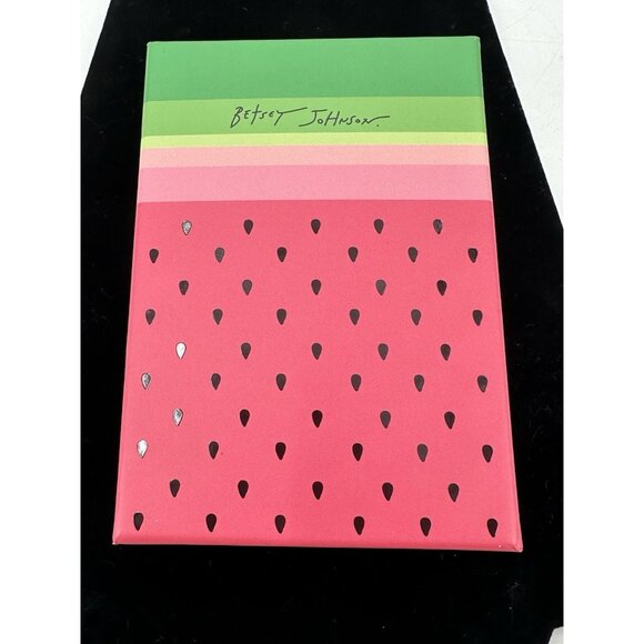 BETSEY JOHNSON Crystal Watermelon Keychain Key Fob Bag Charm Red Green Gold Tone - Picture 2 of 3